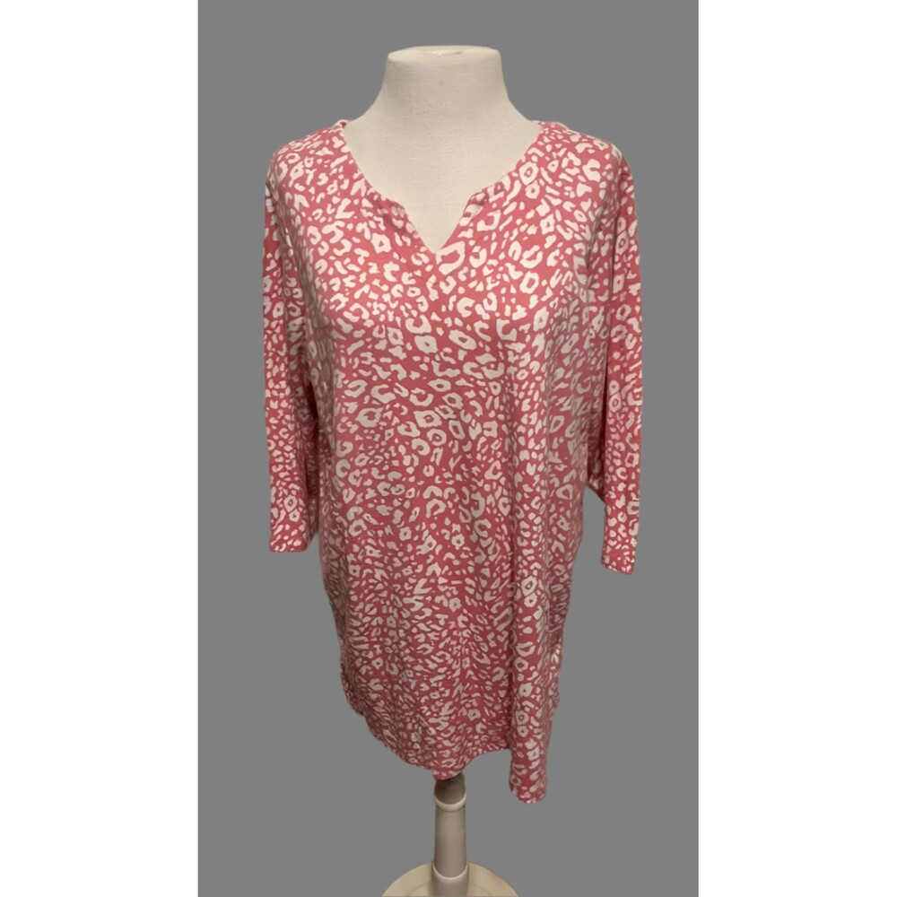 Roaman's Red & White 3/4 Sleeve Long Tunic - Size 18/20